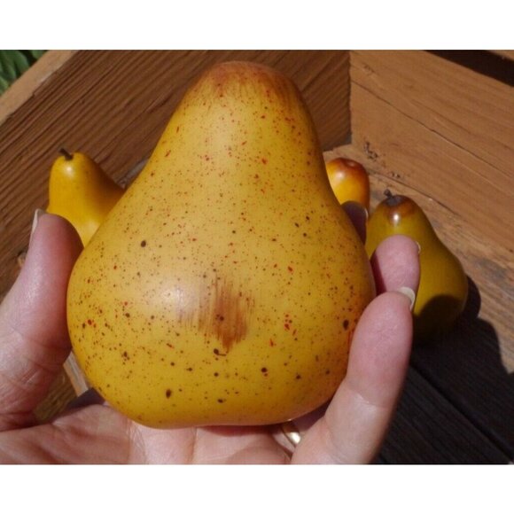 Faux Fruit Basket Decor Lot 9 Realistic Plastic Apples & Pears Staging Prop - Picture 6 of 11